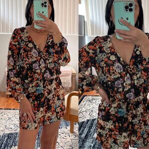 Olive tree floral romper